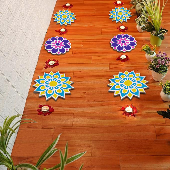 6-Inch Reusable Rangoli Stencils Set for Festive Decor Set of 6