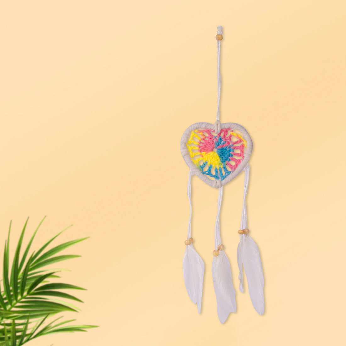 Handmade Wall Decor with Nature Feather Charms (Heart Shape)