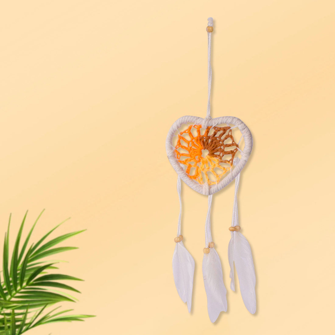 Handmade Wall Decor with Nature Feather Charms (Heart Shape)