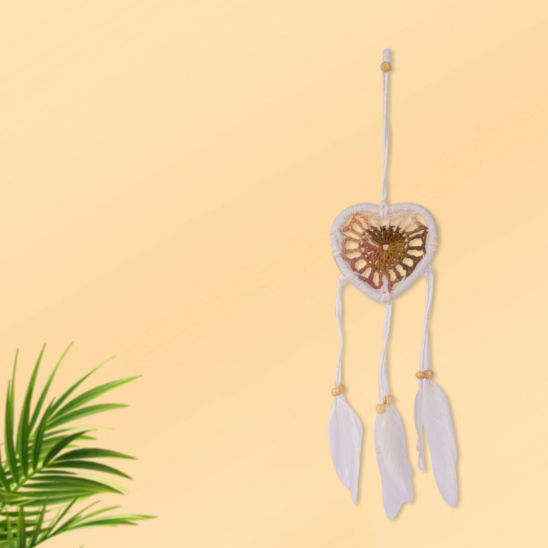 Handmade Wall Decor with Nature Feather Charms (Heart Shape)