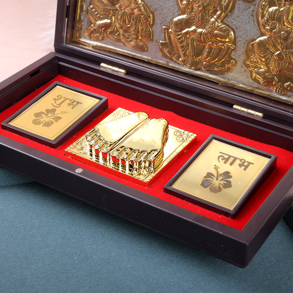 Shree Lakshmi Ganesh & Saraswati Charan Paduka Box - Big
