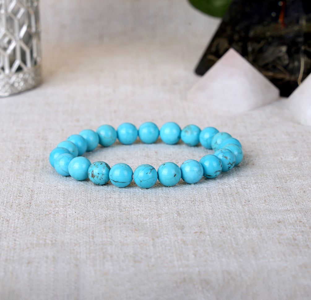 Turquoise Firoza Bracelet Natural Stone Beads Stylish Daily Wear