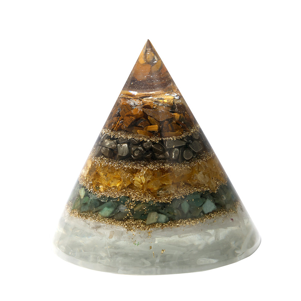Conical Dhan Yog Pyramid with Selenite Base Spiritual Prosperity Tool