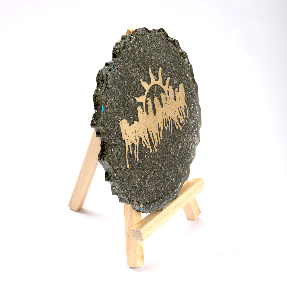 Pyrite 7 Horse Frame Stand Decorative Spiritual Piece