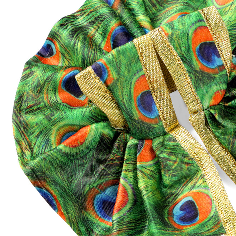 Size No.2 Silky Peacock Printed Laddu Gopal Dress