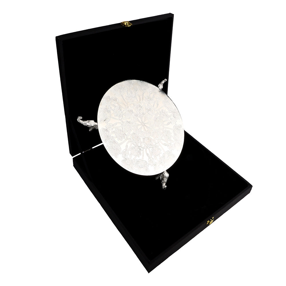 Silver Elephant Platter – Decorative Serving & Pooja Tray Spiritual Use