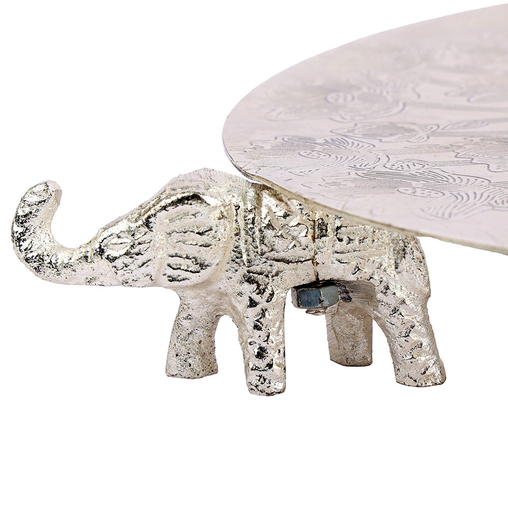 Silver Elephant Platter – Decorative Serving & Pooja Tray Spiritual Use