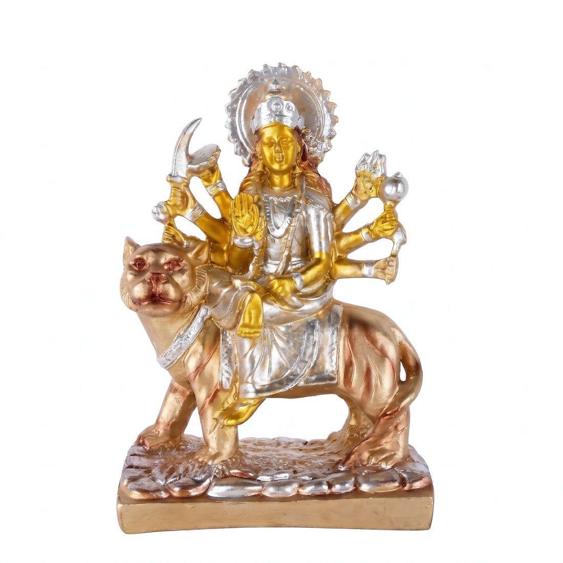 Premium Silver & Gold Maa Durga Resin Statue