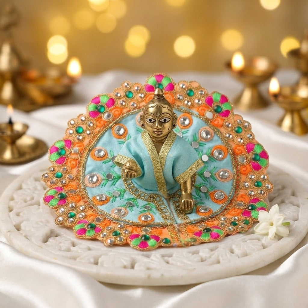 Size No.2 Heavy Stone & Thread Work Designer Laddu Gopal Dress