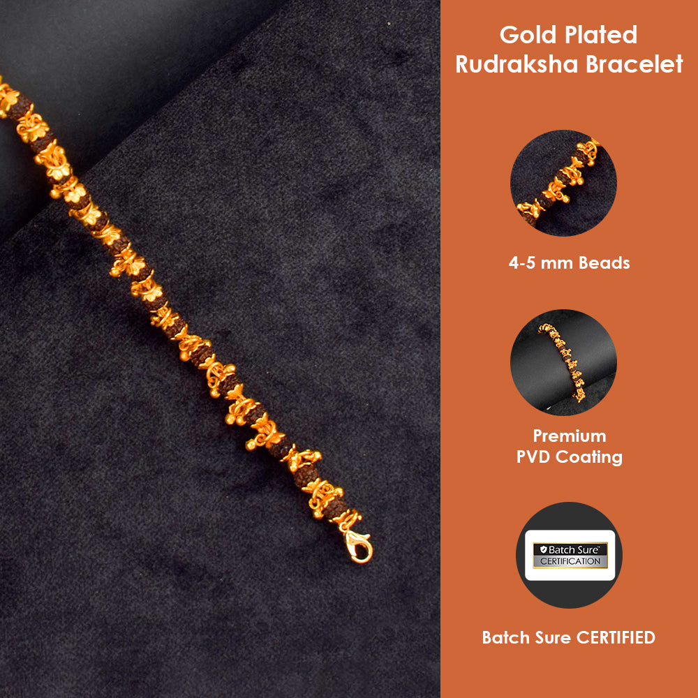 Gold Plated Rudraksha Bracelet for Women – Premium PVD Coating