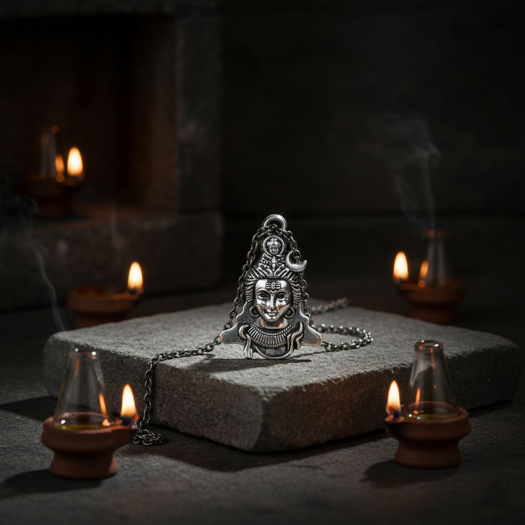 Shivay Pendant in Silver Plating – Lord Shiva Devotional Accessory