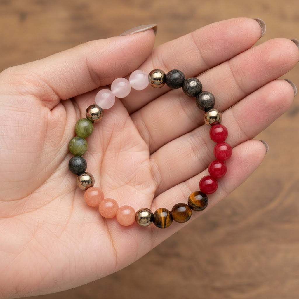 Dhan Vridhi Natural Stone Beaded Bracelet Spiritual Prosperity Wear