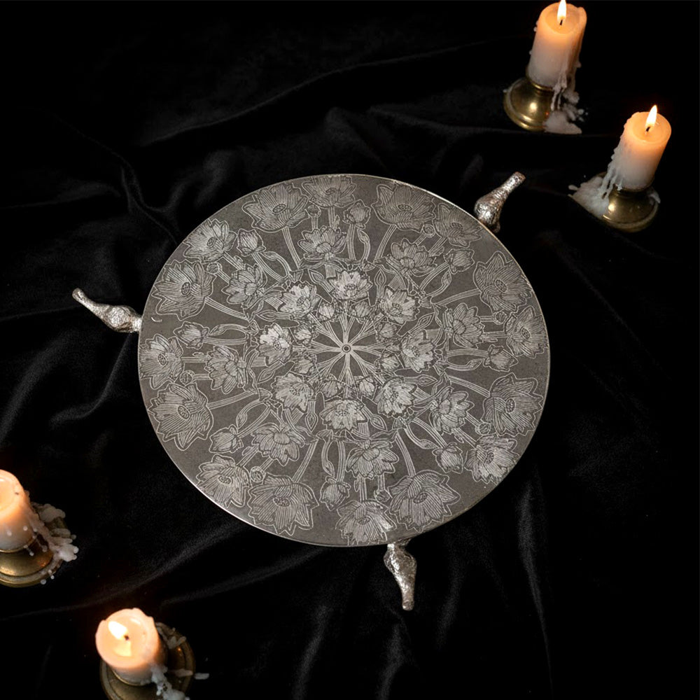 Silver Elephant Platter – Decorative Serving & Pooja Tray Spiritual Use