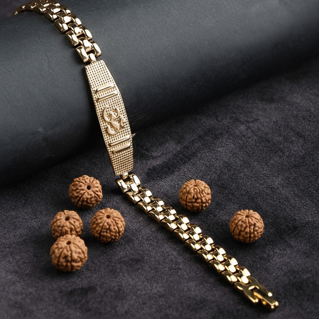 Gold Plated Om Symbol Bracelet Premium IGP Coating