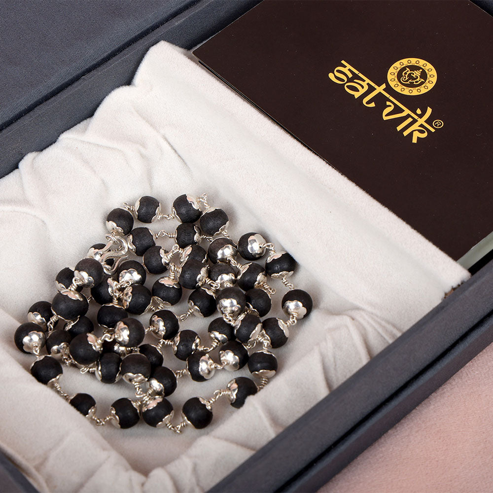 Hallmarked 925 Pure Silver Karungali Mala Govt. Certified