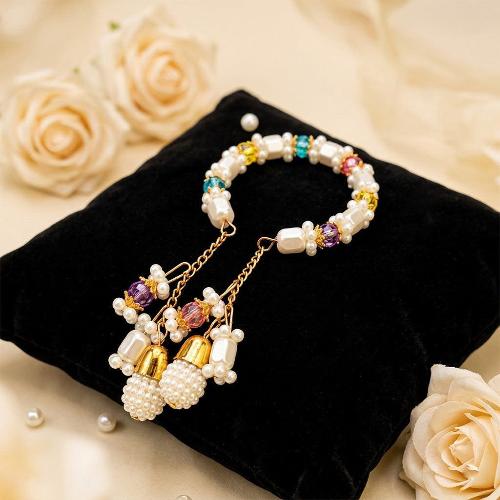 Multicolor Crystal Pearl Beaded Lumba Rakhi