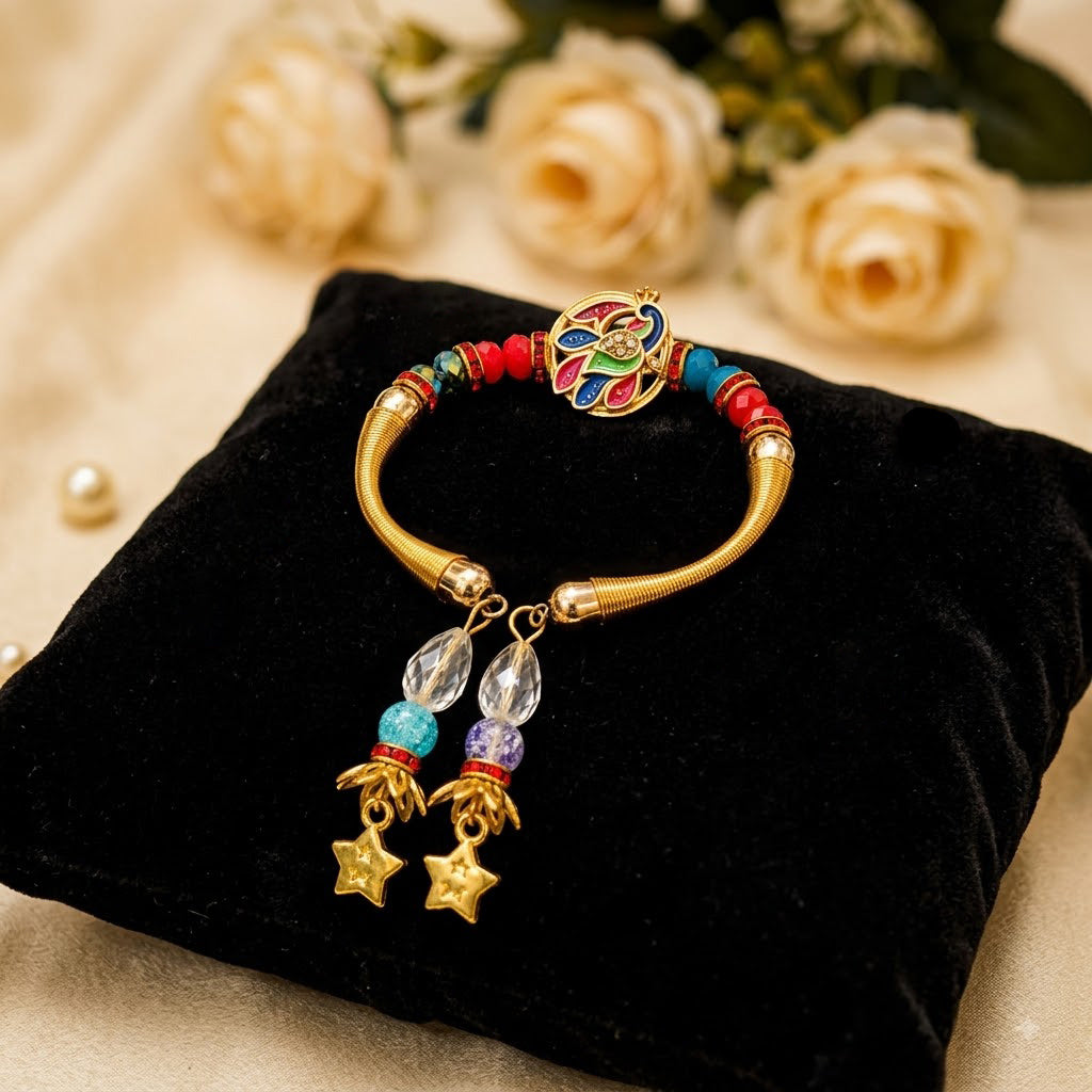 Designer Peacock Motif Lumba Bhabhi Rakhi