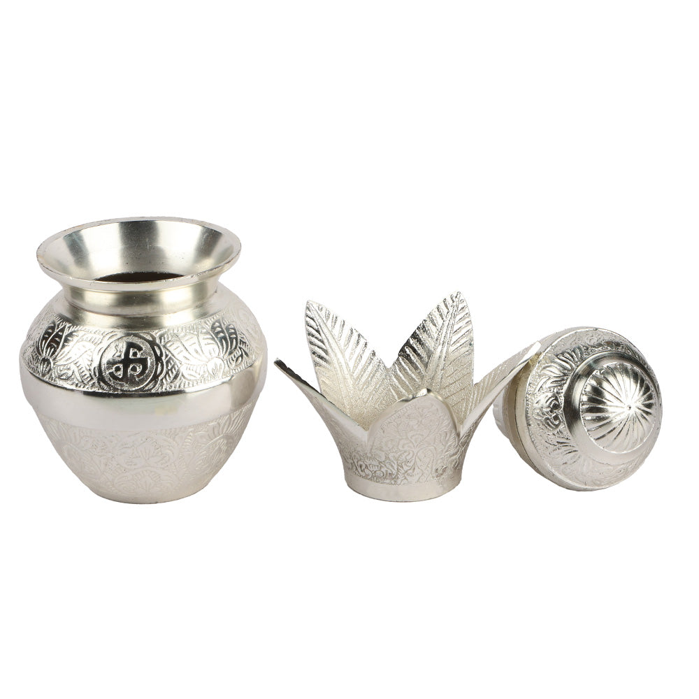 Silver Plated Pooja Kalash – Elegant Spiritual Ceremony Decor