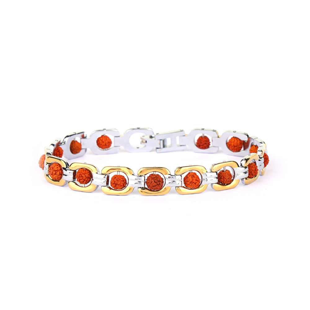 SQ Rudraksha Two Tone Bracelet – Gold & Silver Spiritual Wear