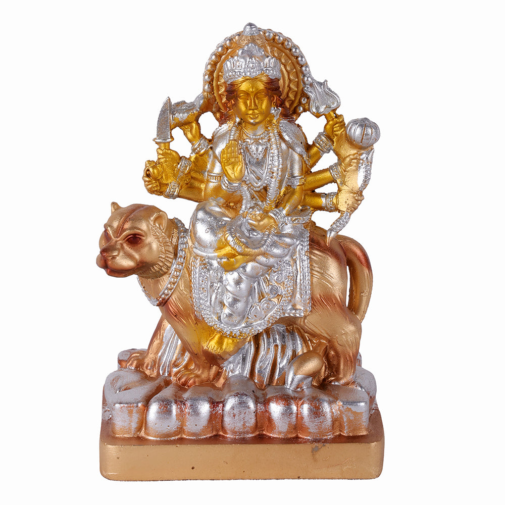Premium Metallic Silver & Gold Maa Durga Idol Statue