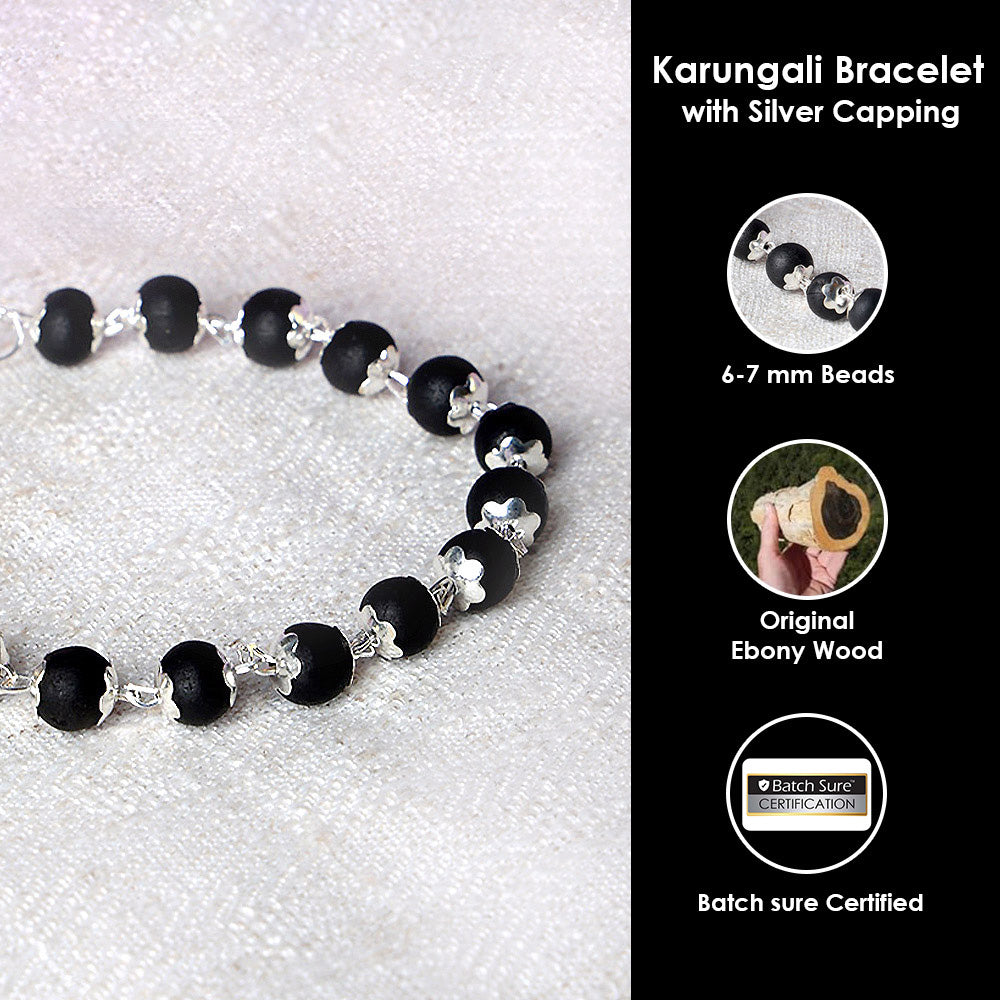 Silver Capping Karungali Mala & Bracelet Govt Certified Original
