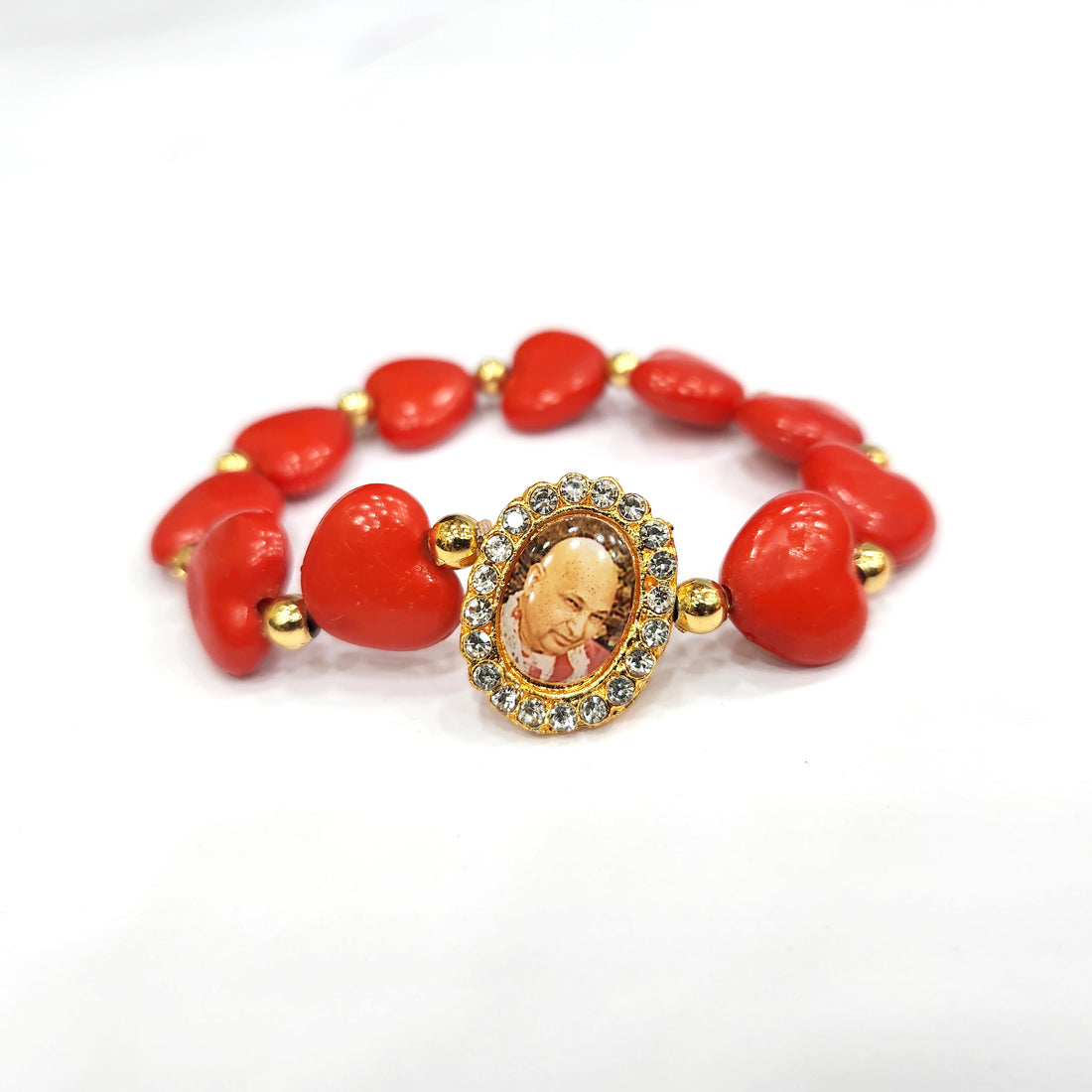 Red Heart Shape Bracelet with Jai Guruji Swaroop Handmade Bracelets for Men and Women
