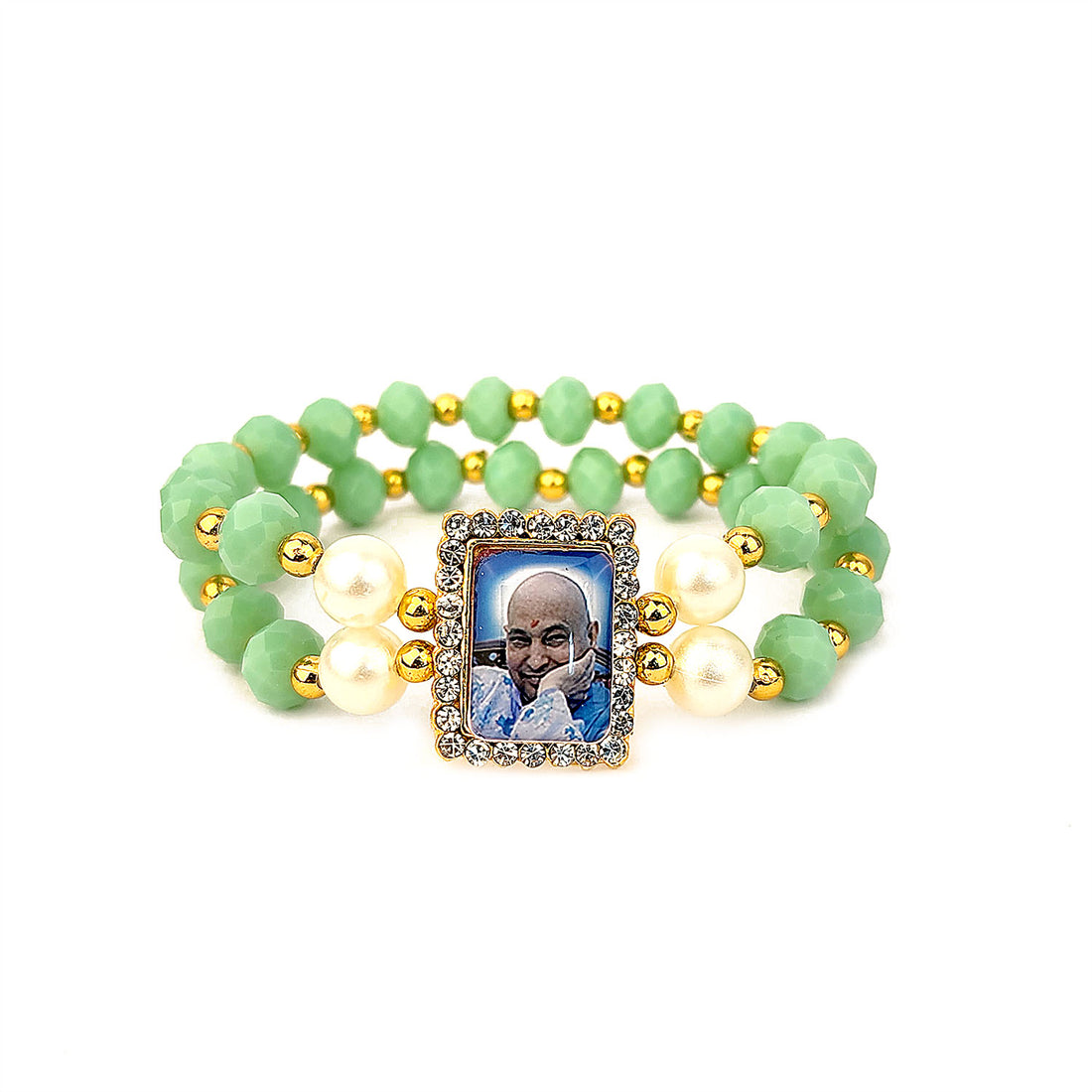 Light Green Beaded Guru Ji Maharaj Handmade Bracelets for Men and Women