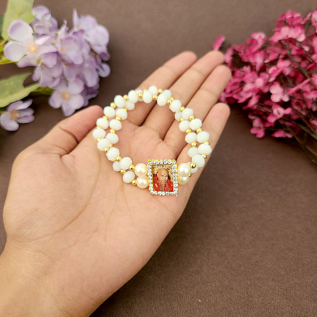 White Beaded Guru Ji Maharaj Handmade Bracelets for Men and Women
