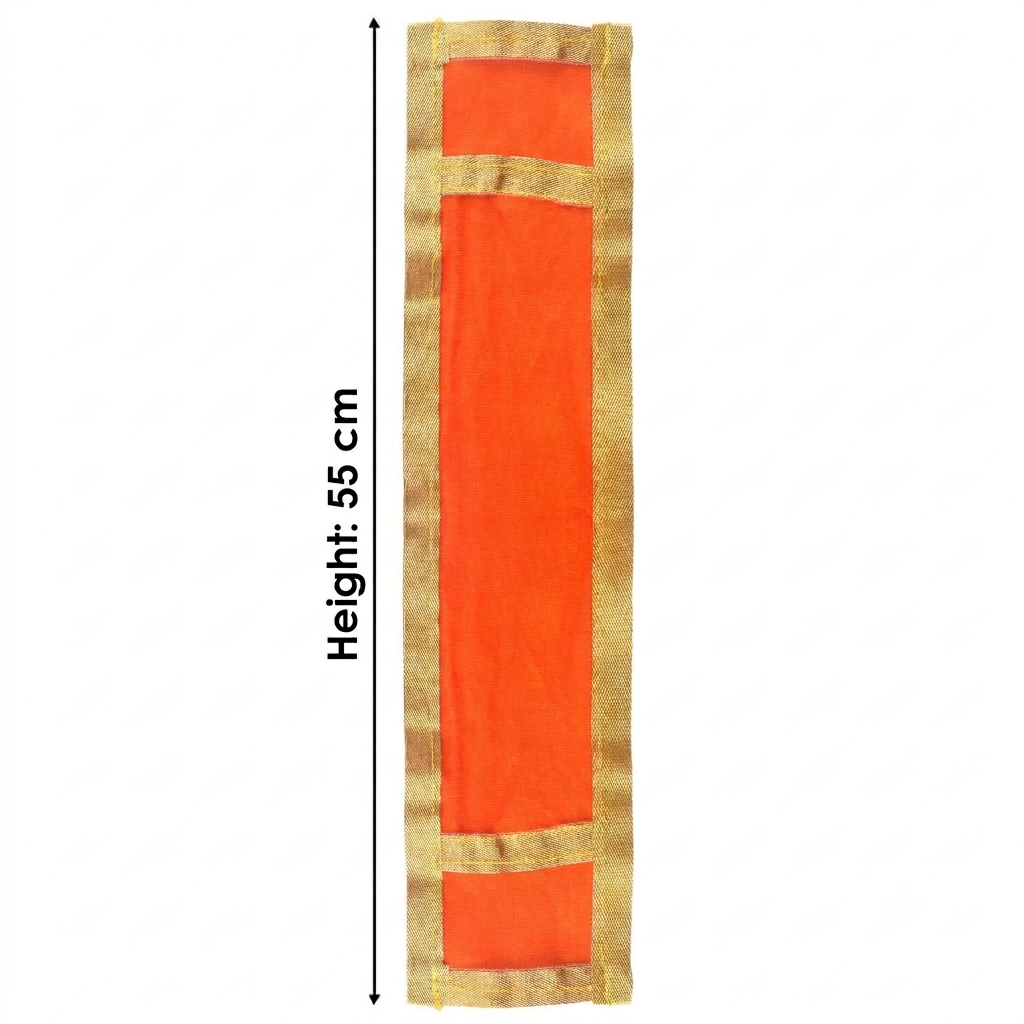Orange Velvet Ganpati Idol Patka With Classic Gold Border