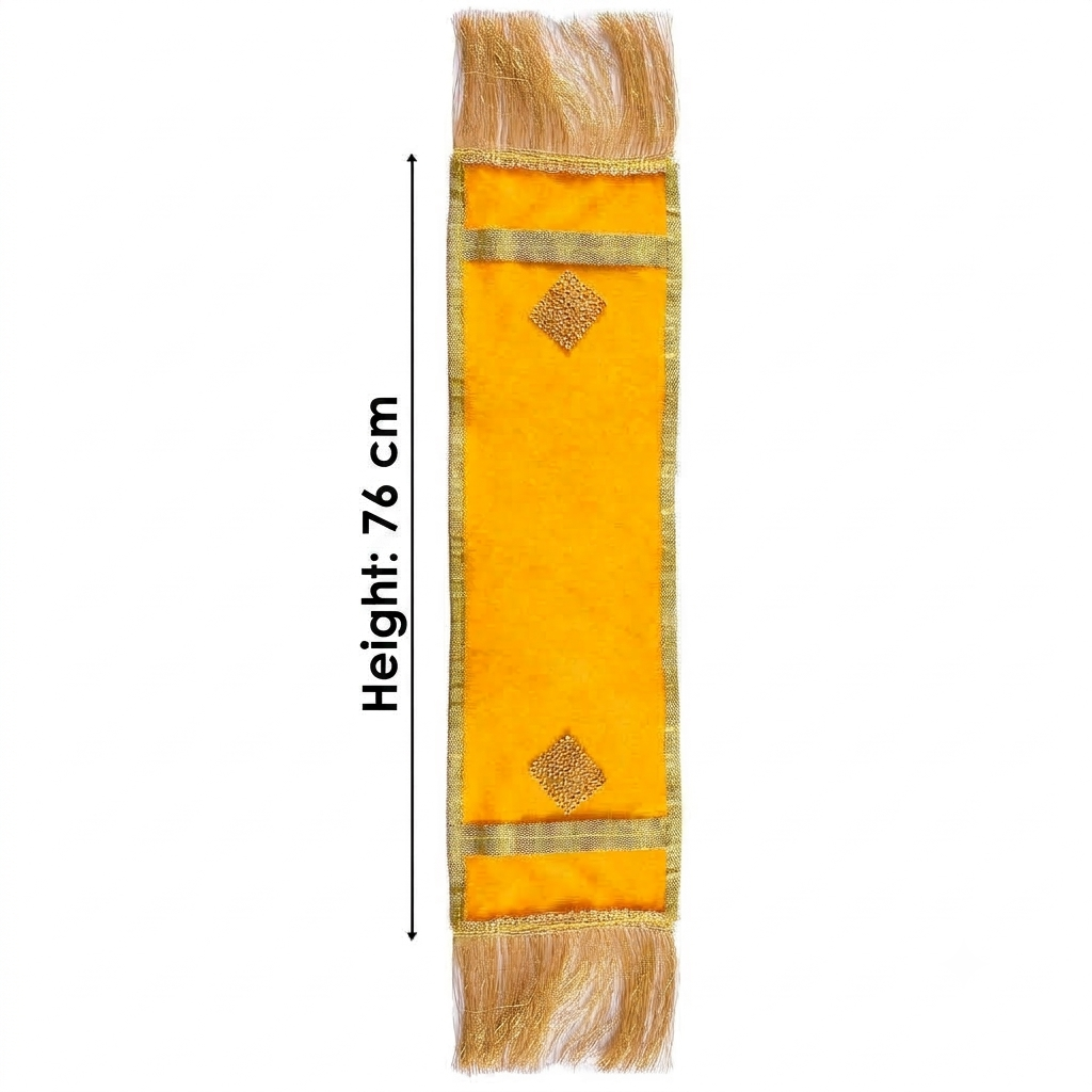 Yellow Velvet Ganpati Idol Patka with Gold Lace - 30 Inch