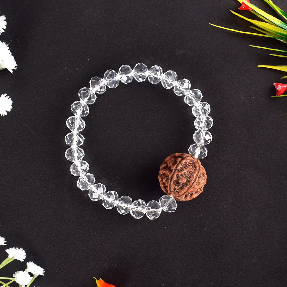 6 Mukhi Rudraksha Glass crystal beads Bracelet