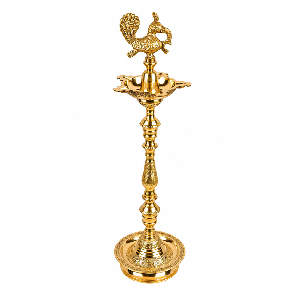 36 Inch Brass Kerala Peacock Samai Deepam Inauguration Lamp