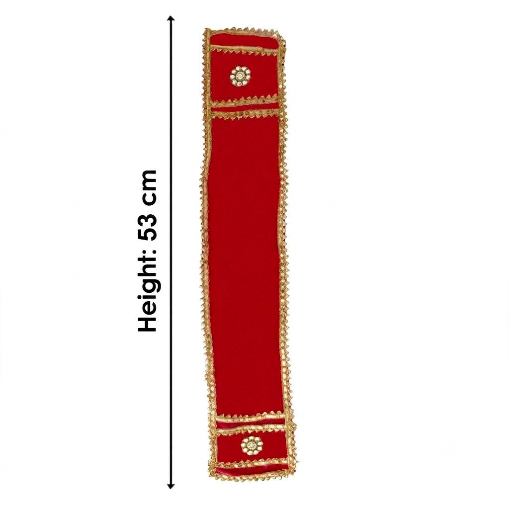 Elegant Red Velvet Ganpati Idol Patka with Floral Medallions