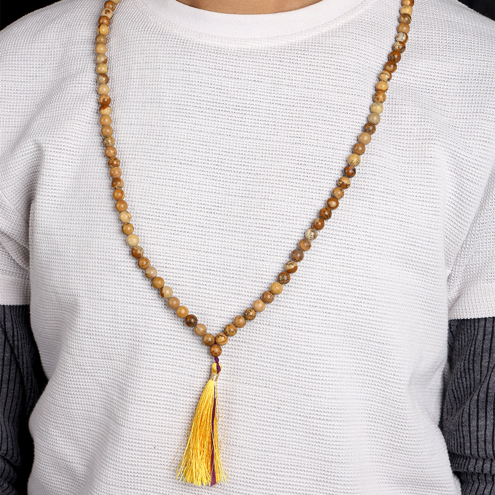 Picture Jasper Hakik Mala (108 Beads) – A Stone of Harmony & Connection