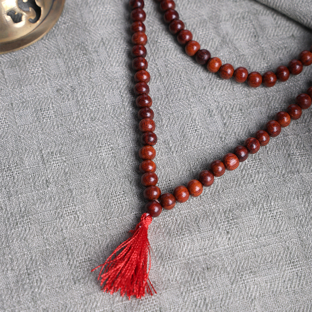 Certified 8mm 100% Original Authentic Pure Red Sandalwood Jap Mala (Thread)