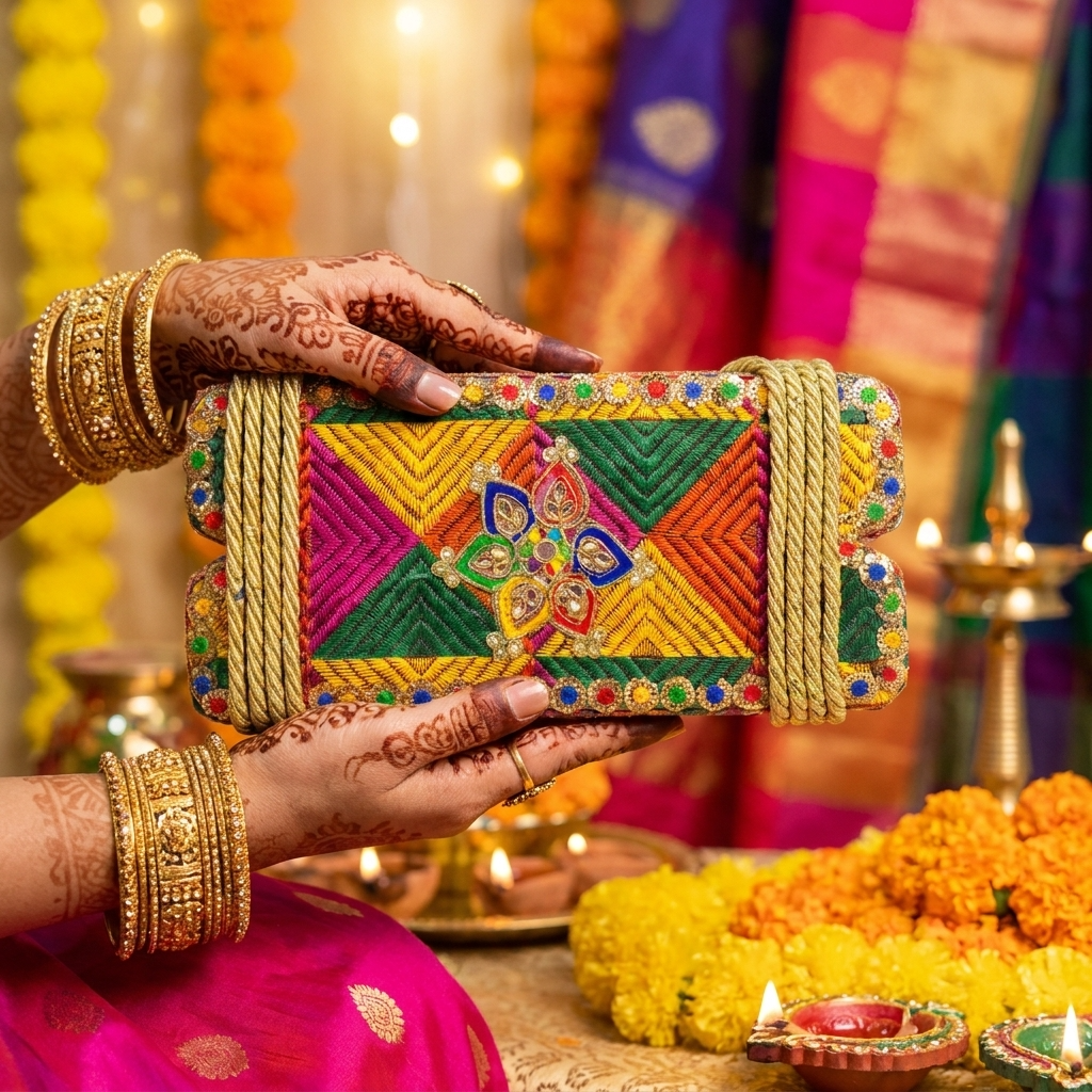 Multicolor Phulkari Embroidery Jhula Patri for Teej