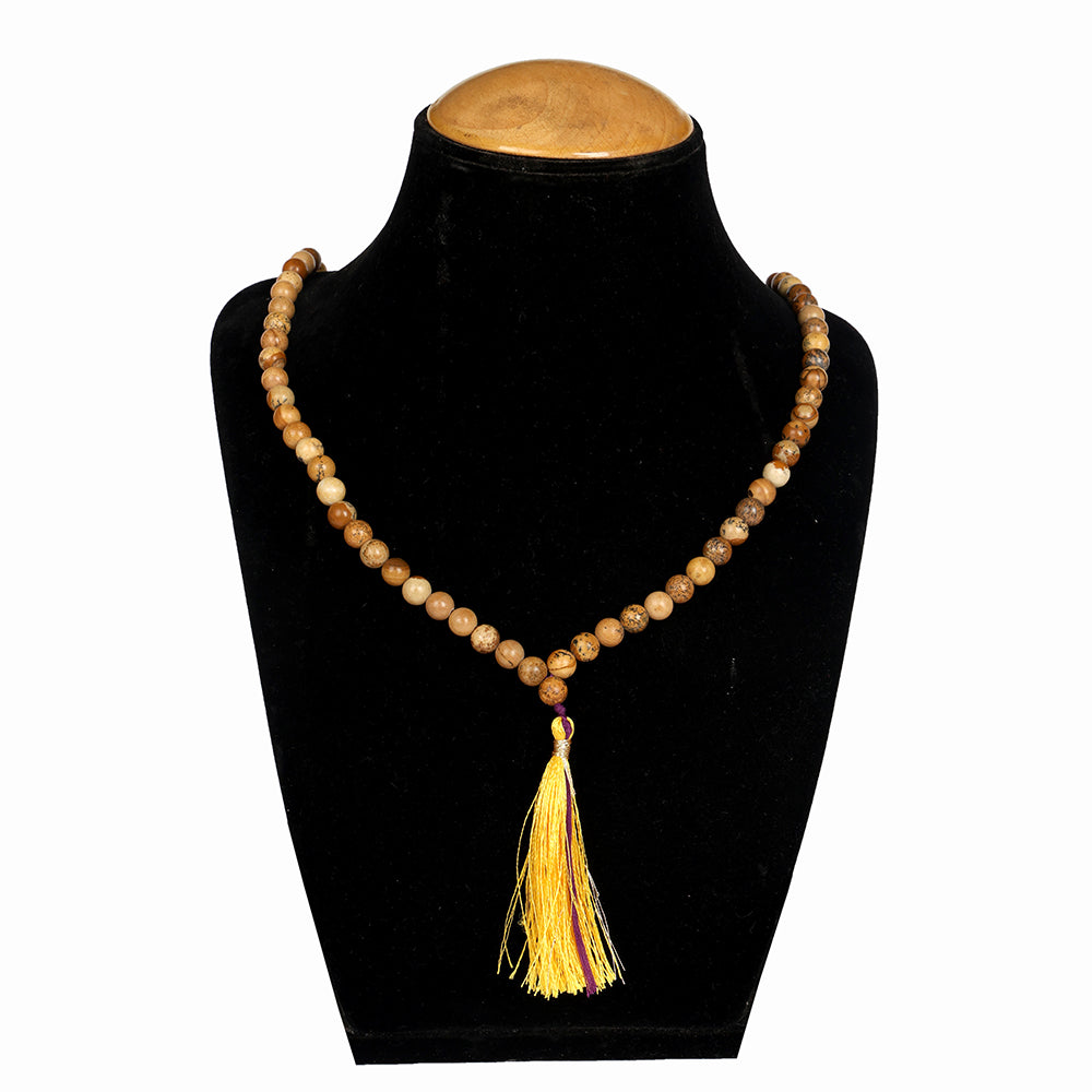 Picture Jasper Hakik Mala (108 Beads) – A Stone of Harmony & Connection