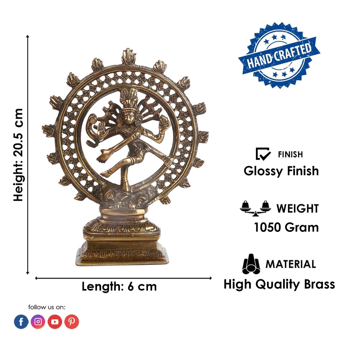 2.9 Inch Brass Nataraj Idol