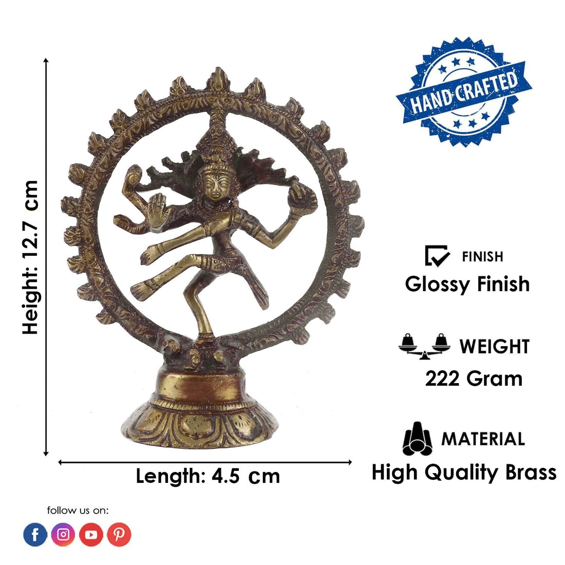 5 Inch Petite Nataraj Brass Idol