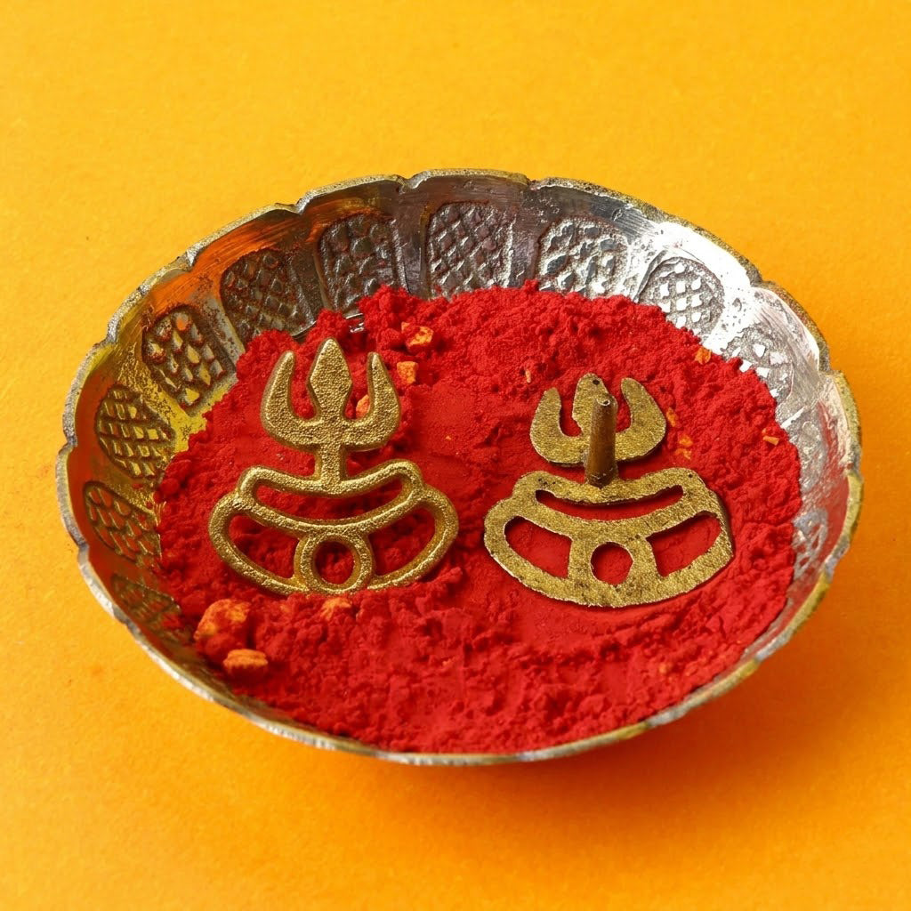 Brass Trishul Tilak Stamp Deity Ornament