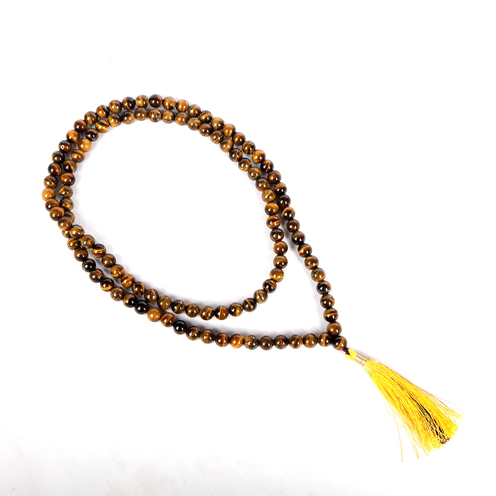 108 Beads Tiger Eye Jaap Mala - Power & Protection Crystal