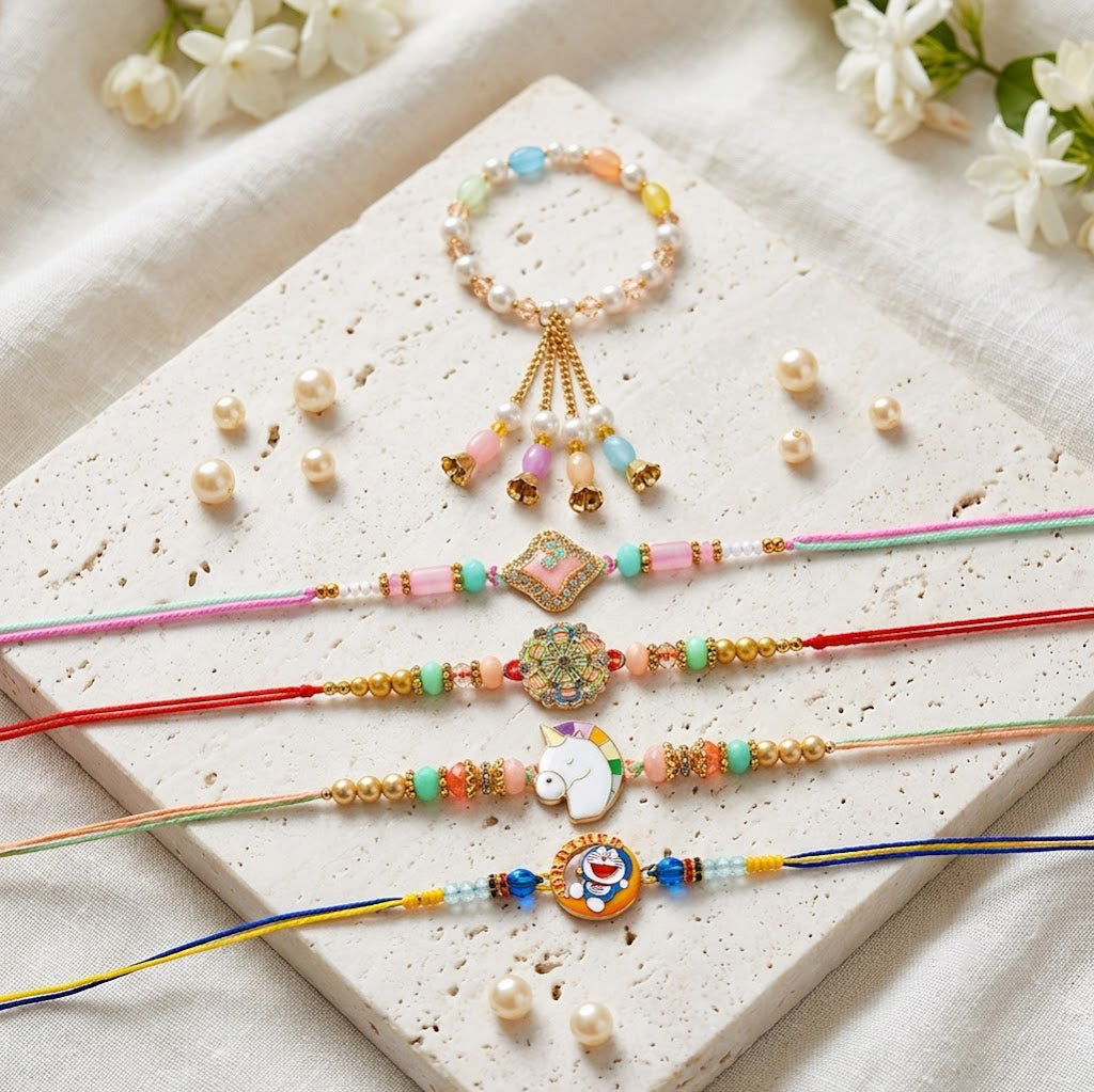 Handcrafted Family Rakhi Combo (Set of 5)