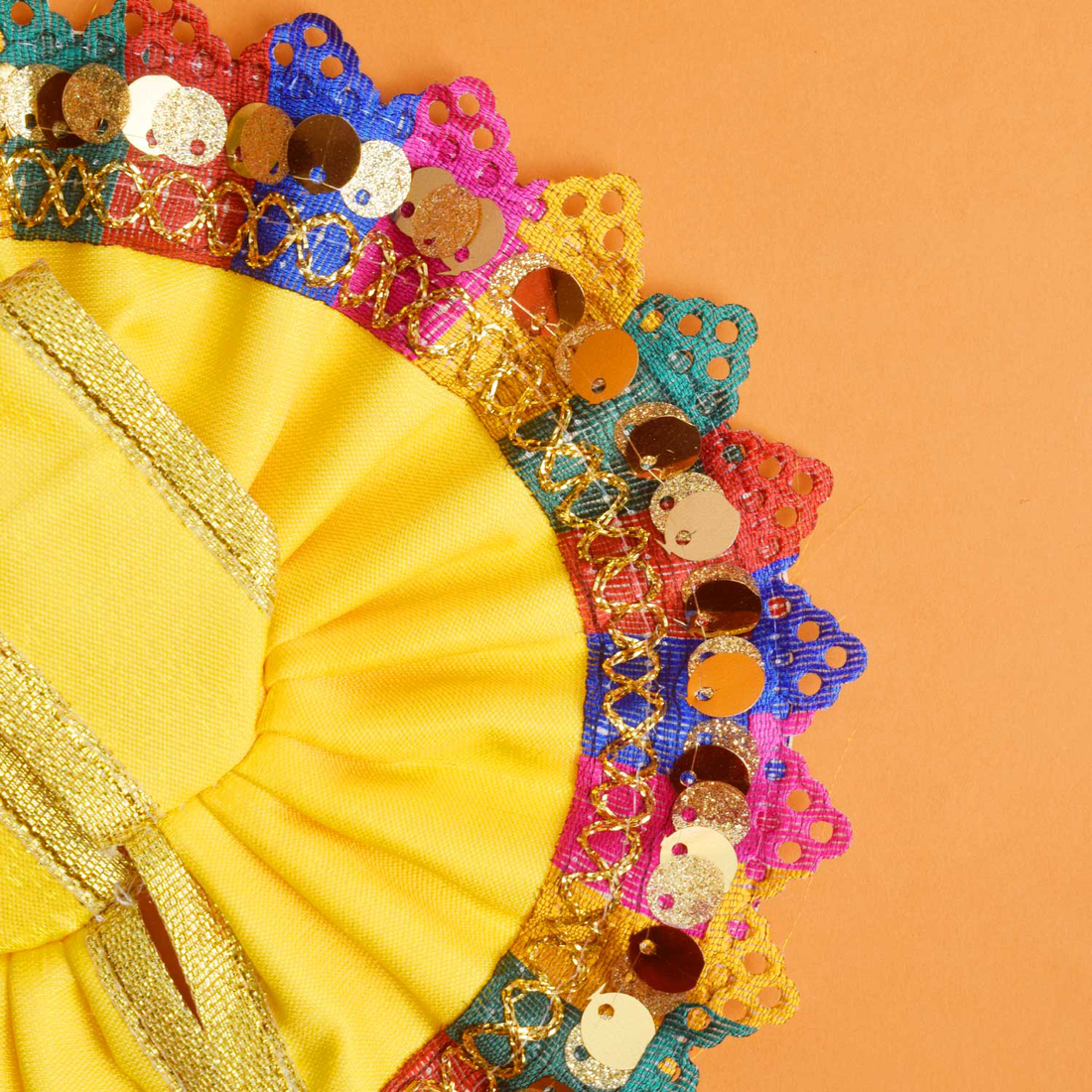Laddu Gopal Yellow Dress with Multi-Color Sequined Border