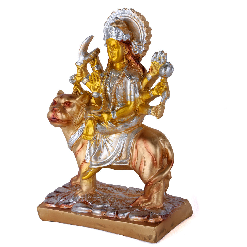 Premium Silver & Gold Maa Durga Resin Statue
