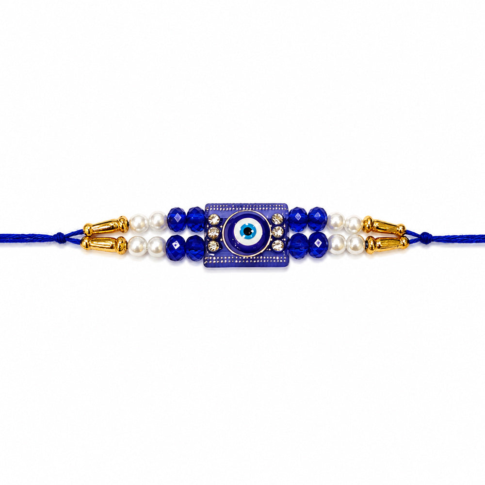 Handcrafted Dark Blue Evil Eye Motif Designer Rakhi