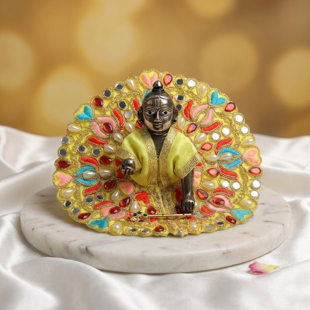 Size 2 Mirror & Stone Work Embroidered Laddu Gopal Dress
