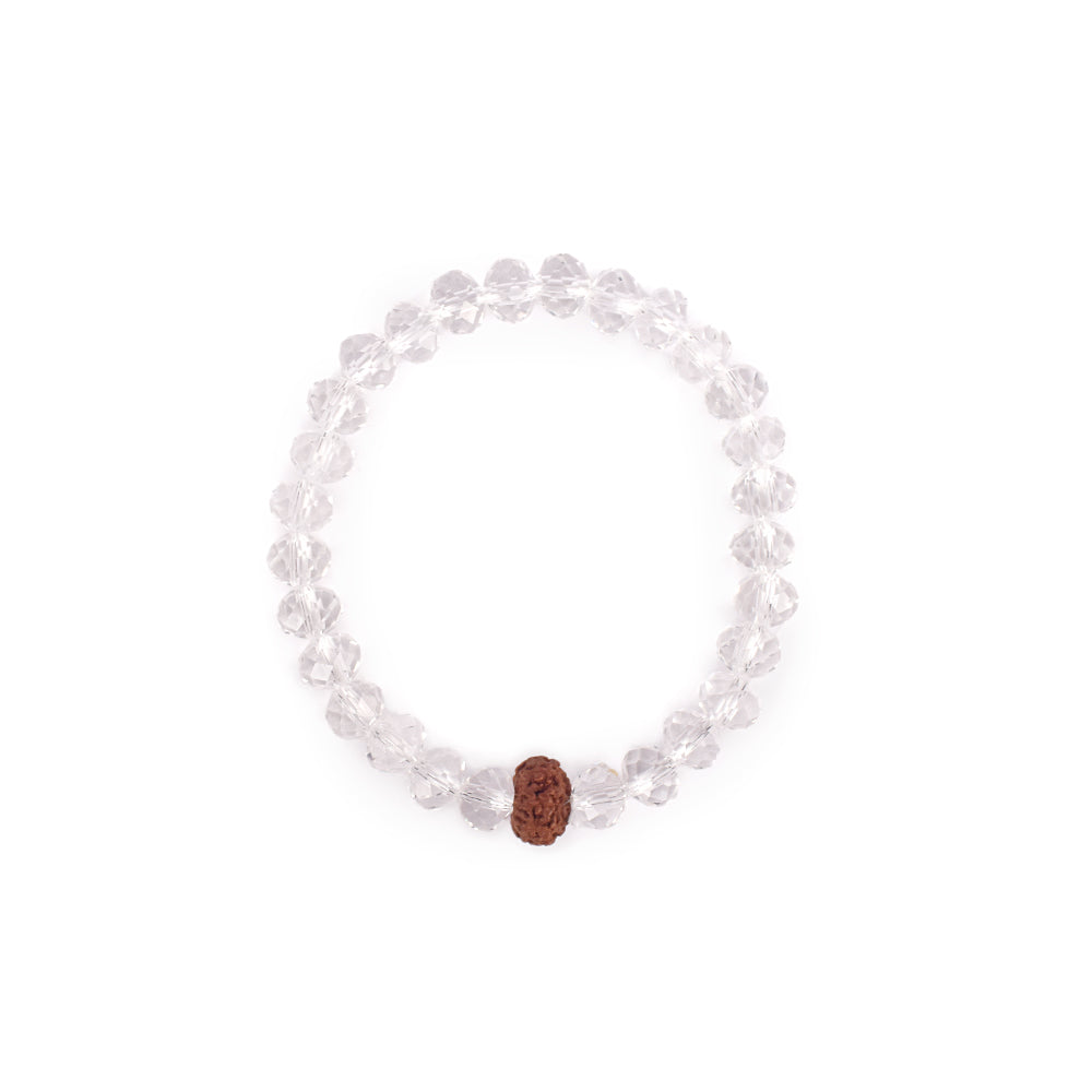 10 Mukhi Rudraksha Glass crystal beads Bracelet