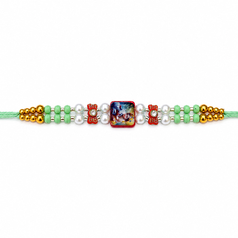 Traditional Bal Krishna Square Enamel Frame Kids Rakhi