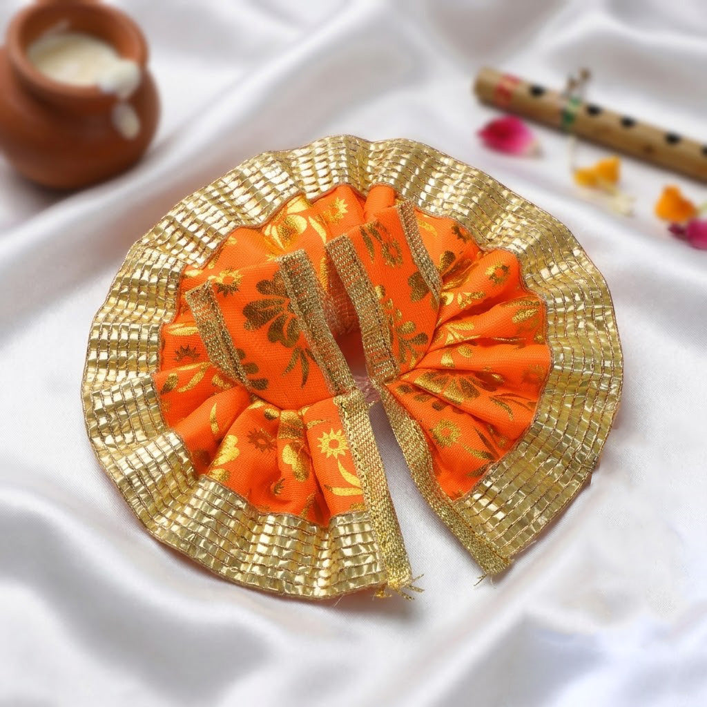 Size 1 Golden Floral Print Laddu Gopal Dress