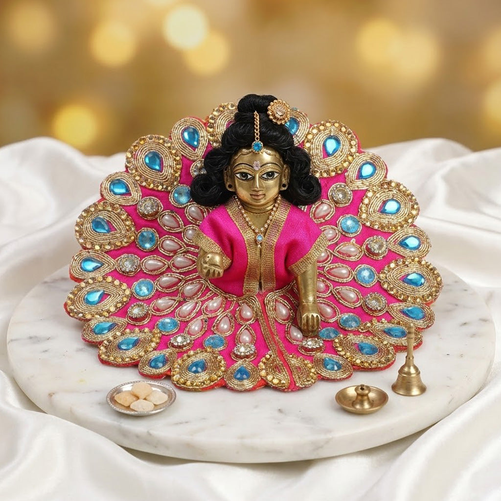 Size 2 Premium Heavy Stone & Pearl Laddu Gopal Dress